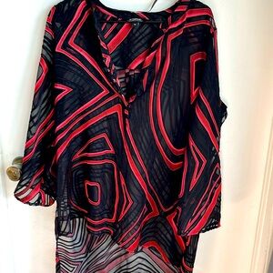 Grenadine red and black high low kaftan size L from le château